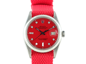 Rolex DATEJUST 1601 SS with "Stella" Red Diamond Dial