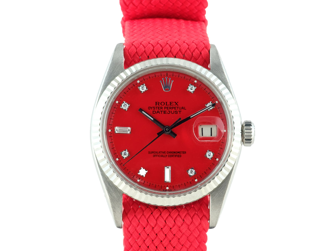 Rolex DATEJUST 1601 SS with "Stella" Red Diamond Dial