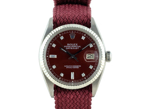 Rolex DATEJUST 1601 SS with "Stella" Oxblood Diamond Dial