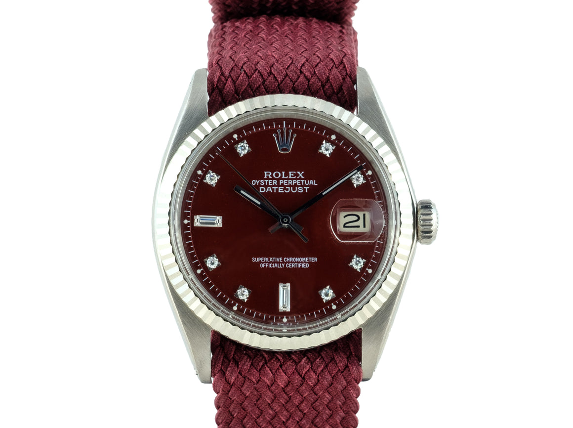 Rolex DATEJUST 1601 SS with "Stella" Oxblood Diamond Dial