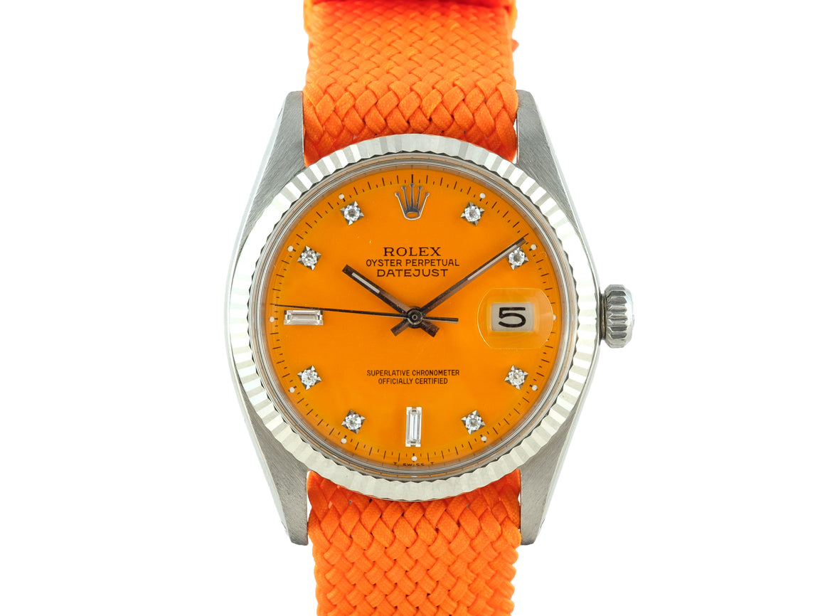 Rolex DATEJUST 1601 SS with "Stella" Light Orange Diamond Dial