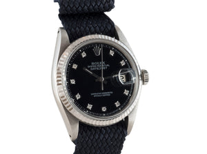 Rolex DATEJUST 1601 SS with Glossy Black Diamond Dial