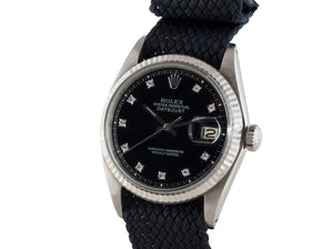 Rolex DATEJUST 1601 SS with Glossy Black Diamond Dial