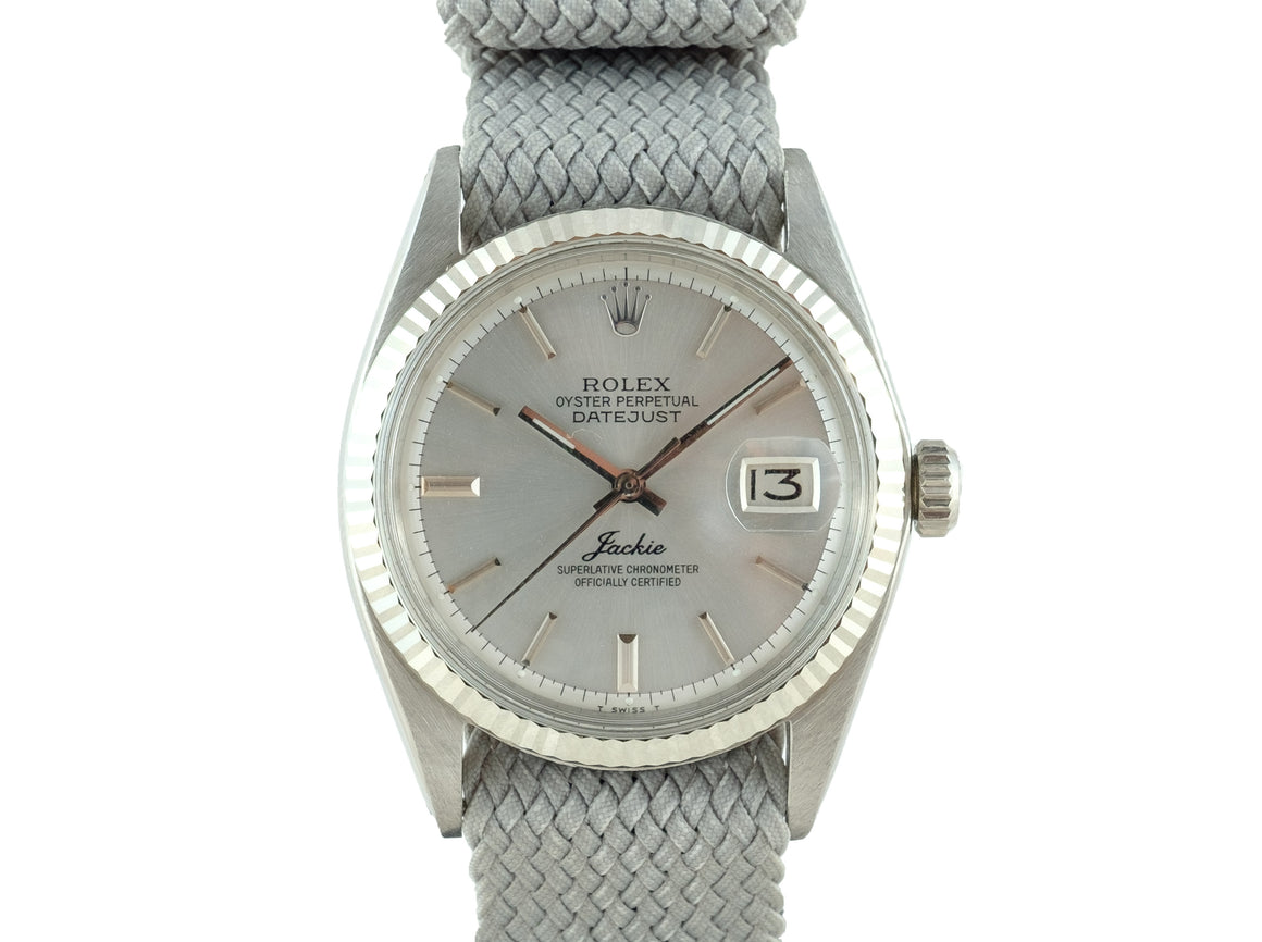 Rolex DATEJUST 1601 SS Silver Dial Signed "Jackie"