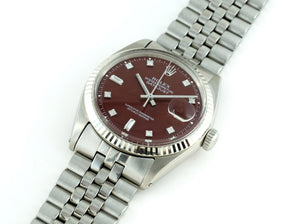 Rolex DATEJUST 1601 SS with "Stella" Oxblood Diamond Dial