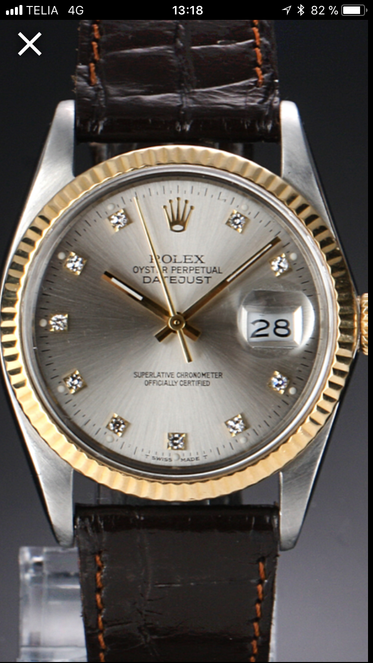 Rolex DATEJUST 1601 2-Tone Glossy Grey Dial with Diamond (Dial Only)