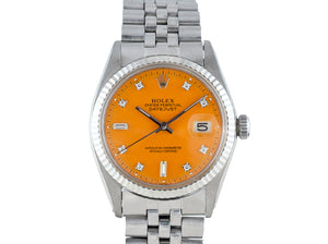 Rolex DATEJUST 1601 SS with "Stella" Light Orange Diamond Dial