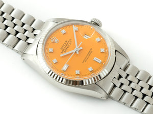 Rolex DATEJUST 1601 SS with "Stella" Light Orange Diamond Dial