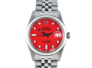 Rolex DATEJUST 1601 SS with "Stella" Red Diamond Dial