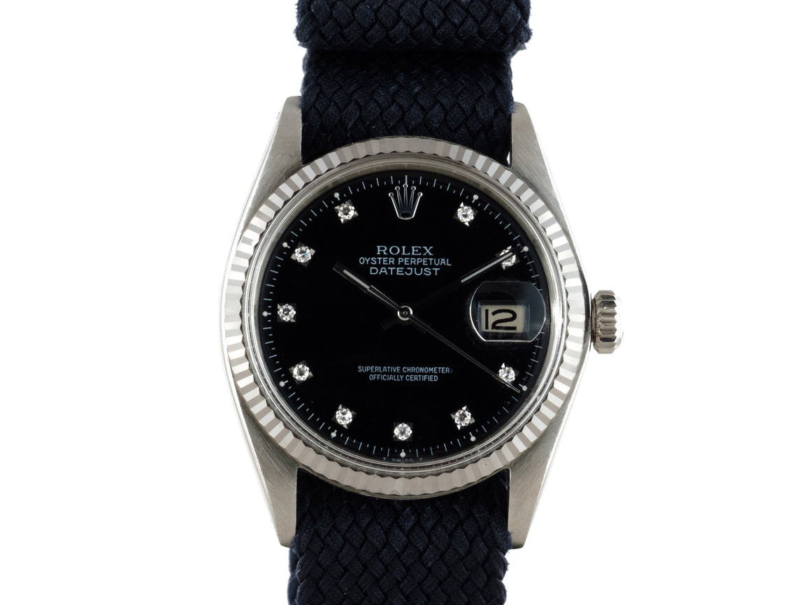 Rolex DATEJUST 1601 SS with Glossy Black Diamond Dial