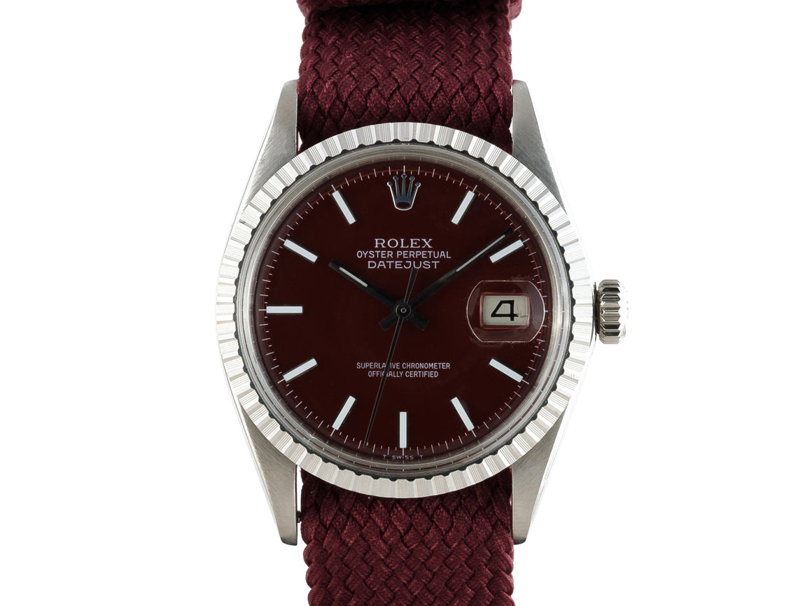 Rolex DATEJUST 1601 SS with "Stella" Oxblood Dial