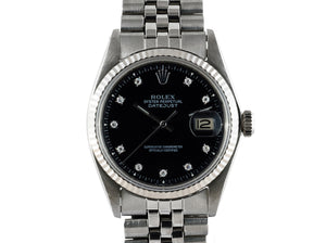 Rolex DATEJUST 1601 SS with Glossy Black Diamond Dial