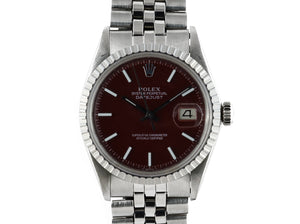 Rolex DATEJUST 1601 SS with "Stella" Oxblood Dial