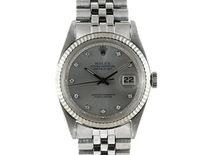 Rolex DATEJUST 1601 SS with Silver Diamond Dial