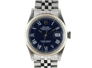 Rolex DATEJUST 1601 SS with Blue Buckley Dial