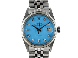 Rolex DATEJUST 1601 SS with "Stella" Sky Blue Diamond Dial