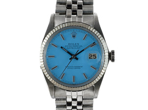 Rolex DATEJUST 1601 SS with "Stella" Sky Blue Dial
