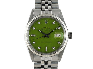 Rolex DATEJUST 1601 SS with "Stella" Light Green Diamond Dial