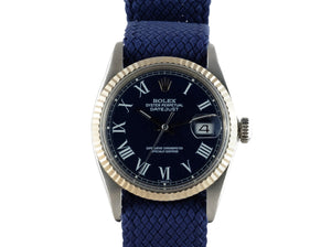 Rolex DATEJUST 1601 SS with Blue Buckley Dial