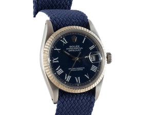 Rolex DATEJUST 1601 SS with Blue Buckley Dial
