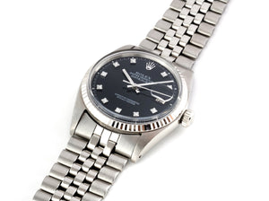 Rolex DATEJUST 1601 SS with Glossy Black Diamond Dial