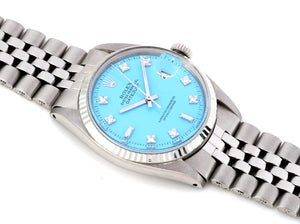 Rolex DATEJUST 1601 SS with "Stella" Sky Blue Diamond Dial