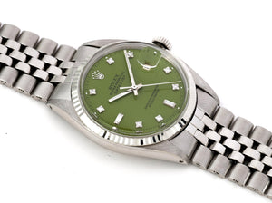 Rolex DATEJUST 1601 SS with "Stella" Light Green Diamond Dial