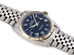 Rolex DATEJUST 1601 SS with Blue Buckley Dial